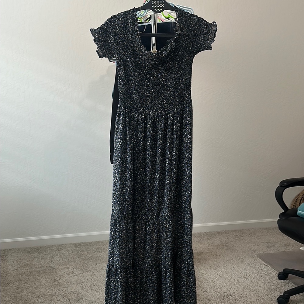 Black & Blue Patterned Maxi Dress